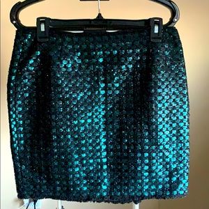 🌻Elie Tahari mini skirt tweed beaded teal color